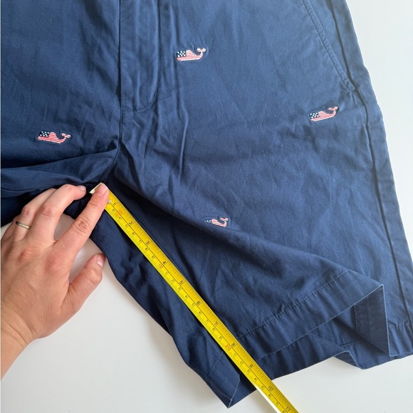 Vineyard Vines Breaker American Flag Whale Shorts Sz 32 Deep Cobalt Blue 9” Casu - Picture 5 of 9